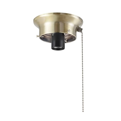 Aspen Creative 22101-07-1, Flush Mount Ceiling Fixture Shade Holder Kit with On/Off Pull Chain Switch in Antique Brass Finish 3-5/8" Fitter, 4-7/8" Diameter x 1-7/8" Height by Aspen Creative - Used condition - Image 2