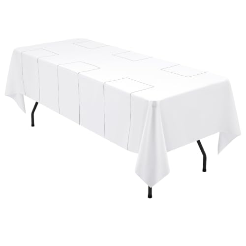 YMHPRIDE White Table Cloth Rectangle with Rectangle Pattern, 60x102 Inch