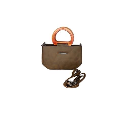 Image of Faux Leather Bag with Stylish wooden Handles - satchel bag /sling bag /Fashionable Designer Purse for Work, Shopping, and Casual Outings for girls and women