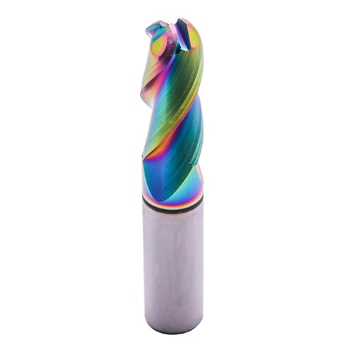 Image of 1 /2 inch 3 Flute 37 Helix Solid Carbide Ball Nose End Mill, DLC Coated | Ball End, 1 /2 inch Cutting Dia, 1 /2 inch Shank Dia, 1-1 /4 inch Length of Cut, 3 inch Overall Length, for Milling Aluminum and Copper