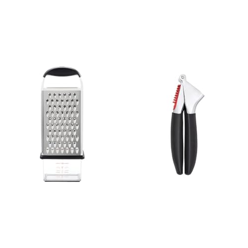 OXO Good Grips Box Grater and OXO 11107400 Good Grips Garlic Press, Black