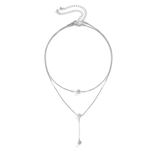 Joyería femenina Collar de cadena fina de metal simple y versátil, colgante de cuentas, collar de clavícula Aniversario de bodas, Acción de Gracias, Día de la Madre, Navidad, regalos de cumpleaños