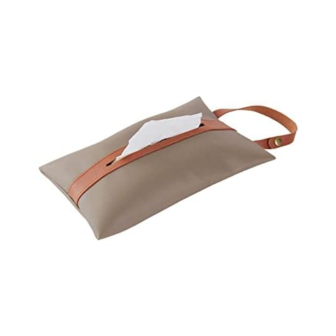 Spotact Tissues Box PU Leather Face Paper Storage Bag Organiser Holder Decor Hanging Rack for Kitchen Restaurant Worktops Bedroom Dresser Bedside Tables Desks (Brown), 25*16.5 cm (OTP221) Cover