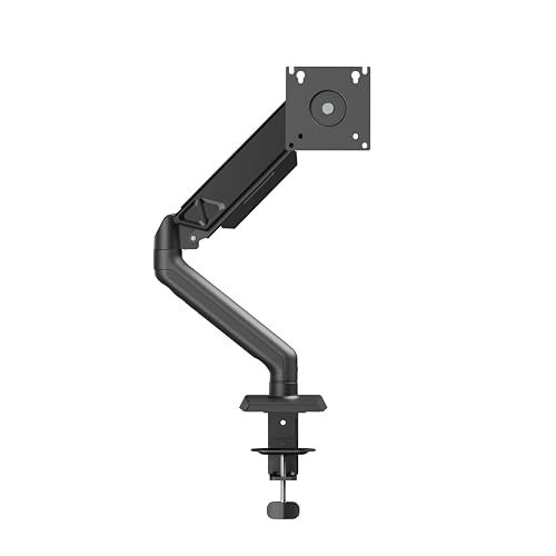 Thronmax Soporte de escritorio con brazo de monitor único | Brazo de monitor de resorte de gas | Altura articulada de movimiento completo ajustable | Se adapta a pantalla de computadora compatible con