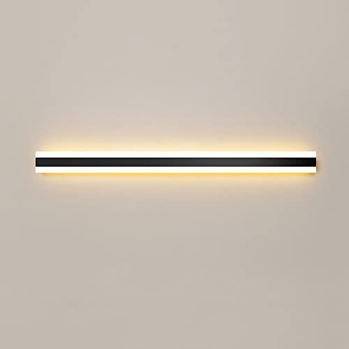 OZBME Aplique de Pared Lineal LED Negro Moderno, lámpara de Pared Larga Minimalista de 31,5 Pulgadas, Luces de Pared de Interior para Sala de Estar, Dormitorio, Pasillo (6000k)