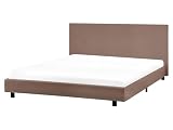 Beliani Letto matrimoniale imbottito bouclé marrone 160 x 200 cm