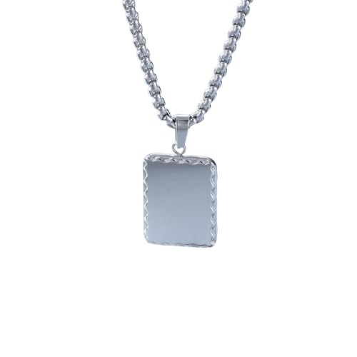 Collier en acier inoxydable pour hommes avec pendentif rectangulaire minimaliste en titane durable