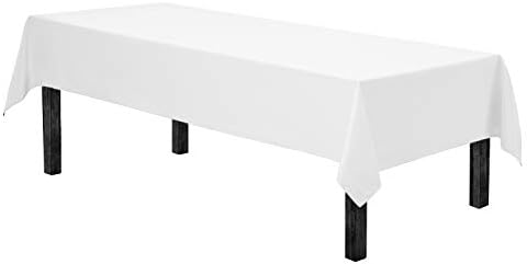 Gee Di Moda Rectangle Tablecloth - 60 x 102 Inch | White Rectangular Table Cloth for 6 Foot Table in Washable Polyester | Great for Buffet Table, Parties, Holiday Dinner, Wedding & Baby Shower