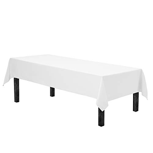 Gee Di Moda Rectangle Tablecloth - 60 x 84 Inch White Table Cloth for 5 Foot Rectangle Tables - Heavy Duty Washable Fabric - for Holiday Party, Dinner, Weddings, Baby Shower & Events by Gee Di Moda - Image 2