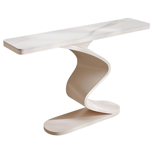 Consola Moderna para Entrada, recibidor y Pasillo: Mesa Auxiliar Larga con Estructura metálica geométrica (Blanca, 120 cm/47,2 Pulgadas) para Decorar la Sala de Estar y la Entrada.
