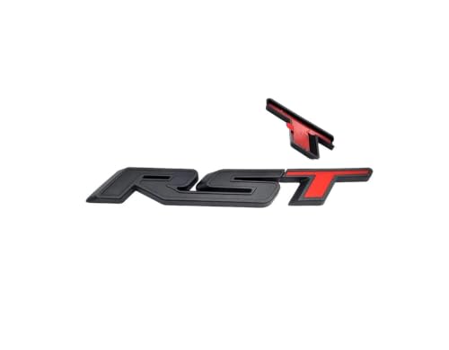 Image of 1Pc RST Tailgate Emblem Letter Badge Inserts Sticker Replacement for 2019 2020 2021 Silverado 1500 Tahoe Yukon SUV 4x4 (Overlay Matte Black Red)