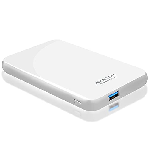 AXAGON EE25-S6 - USB3.0 External Hard Drive Enclosure for 2.5 Inch SATA I/II/III 6G USAP, SSD/HDD Hard Drives, White