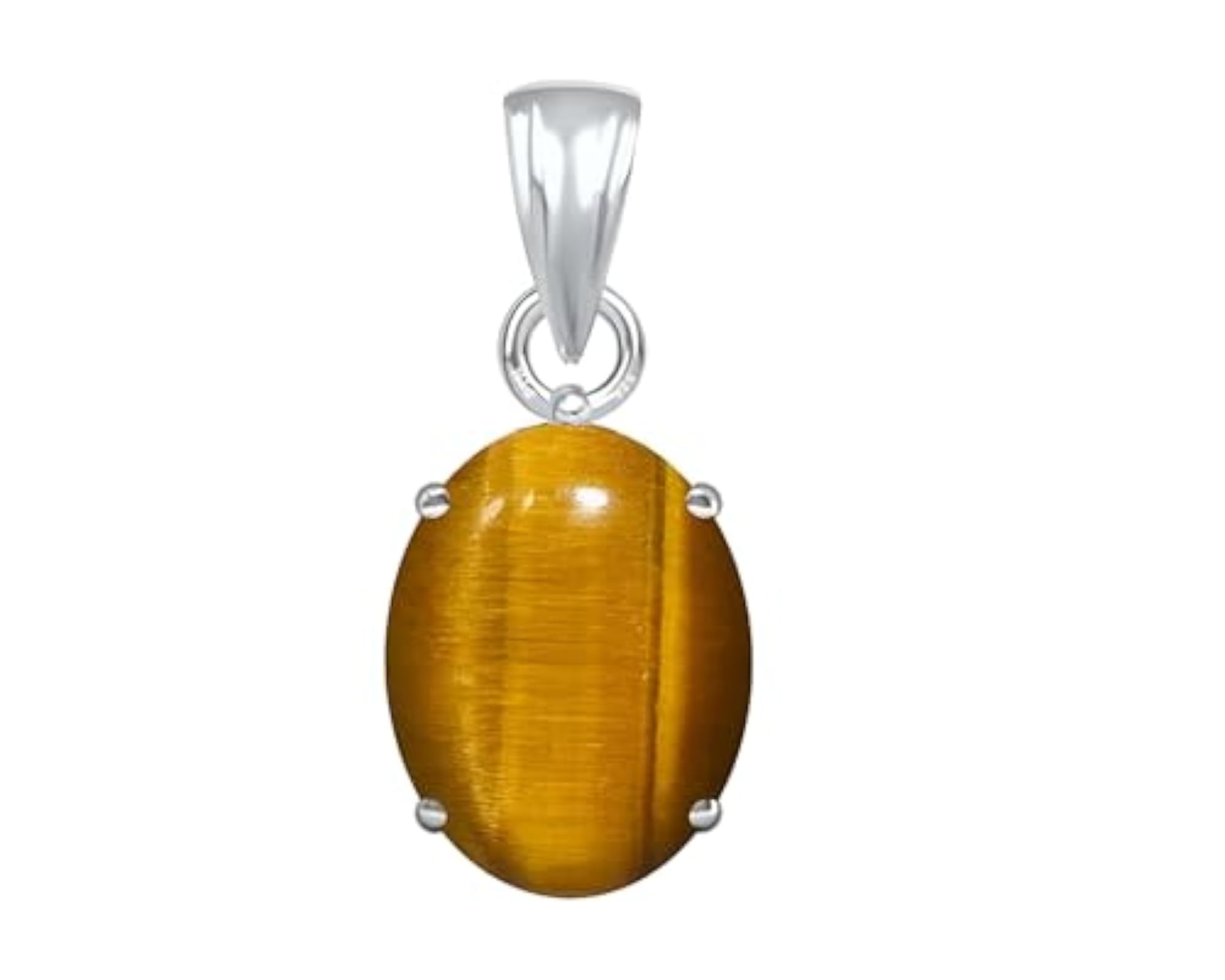 Natural Tiger Eye Gemstone Pendant for Men & Women, 925 Silver