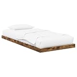 Mhdvray Boden-Bettgestell Geräucherte Eiche 75 x 190 cm Futonrahmen aus Holzwerkstoff mit Latten Modernes Design Robust und Langlebig für Schlafzimmer Gästezimmer Jugendzimmer