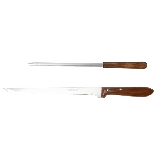San Ignacio Set Cuchillo Jamonero + Chaira hierro + Madera prensada con mango