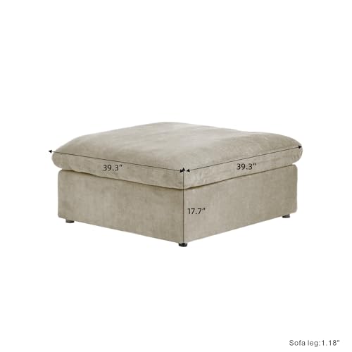 Image of JACH Storage Ottoman for Living Room, Cushion Cover Removable, Minimalist Footstool, Breathable Storage Ottomans for Living Room Apartment (Khaki)