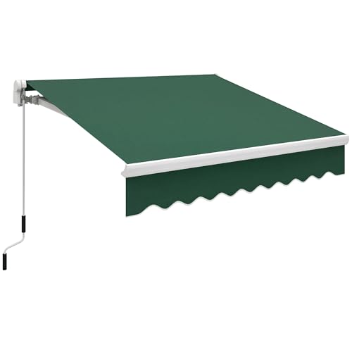 Outsunny 8' x 7' Patio Retractable Awning, Manual Exterior Sun Shade Deck Window Cover, Green