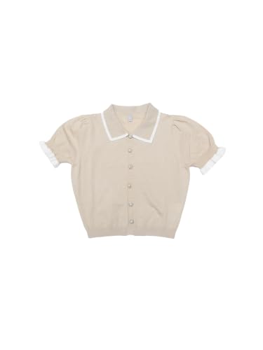 Image of Allegra K Women Short Sleeve Sweater Tops Summer Elegant Collared Work Shirts