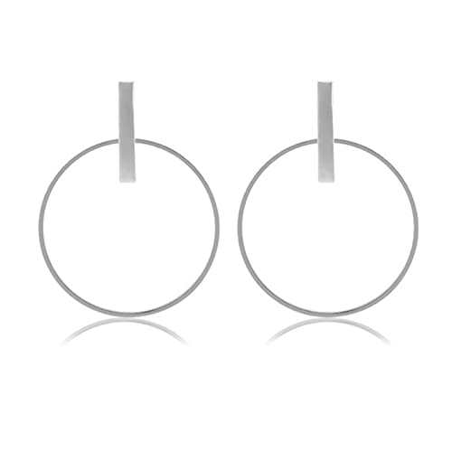 Boucles d'oreilles en argent femme grandes créoles géométriques pendantes