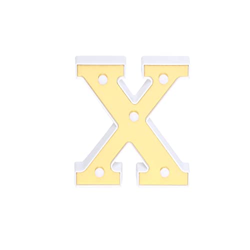 Image of Efavormart 6 inch Gold Marquee Letter X, Mirror Front Warm White LED Light Up 3D Sign, Battery Operated 72H Glow for Wedding Party & Wall Decor
