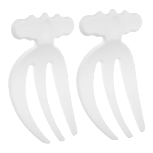 TOBBOMEY Manos De Ensalada 2 Piezas Blanco Plástico Resistente Tenedores para Servir y Mezclar Ensalada Verduras Fruta Reutilizables Utensilios Cocina Multifuncional Uso Diario