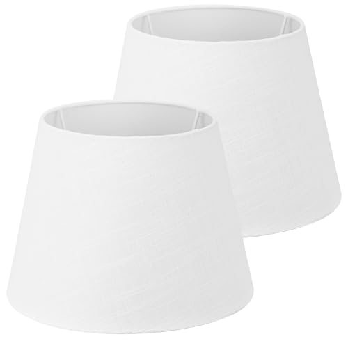Navaris Pantallas de Lámpara Blanca - Set de 2x Pantalla Redonda Estilo Vintage para Lámparas de Mesa Salón Dormitorio - Portalámparas E27