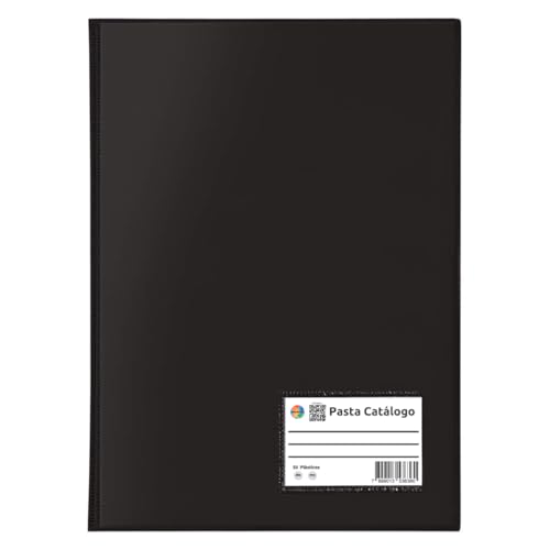 PASTA CATALOGO, PVC, PRETA, 50 PLASTICOS 006 MM FINOS, 1 UN