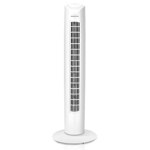 Aigostar Ventilador de Torre, 3 Velocidades, Silencioso, Oscilación de 85º, 82cm de Alto, Diseño Compacto, Fácil Instalación, Bajo consumo 45W, Blanco, Duke