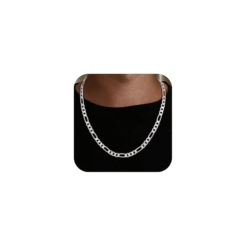 Chaîne Figaro en argent S925 pour homme collier maille de 4 à 7 mm