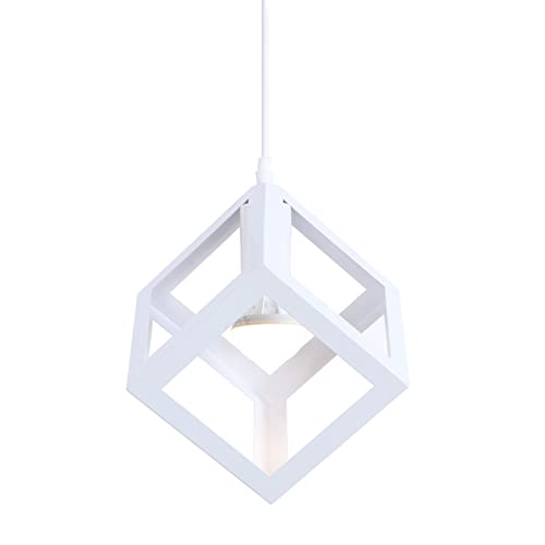 Lustre Industriel en Métal et Lampe Suspendue Rouge Blanc à Cordon Réglable