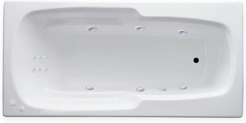 Carver Tubs - Ar6532 - Whirlpool Bathtub W/12 Jet - 65"L X 32"W X 18.5"H - White Spacious Acrylic Tub W/Armrest, Modern #TOP19