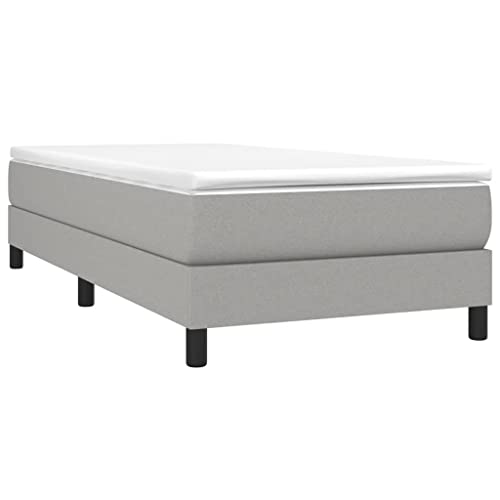 vidaXL Estructura de Cama con Somier, Somier Individual de Listones, Base de Cama Tapizada, Mueble para Dormitorio Hogar, Tela Gris Claro 90x200 cm