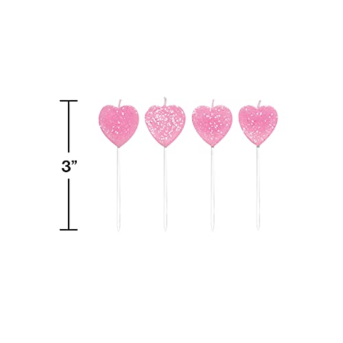 Creative Converting Pick Sets With Glitter Cake Candle, 3", Pink #TOP1