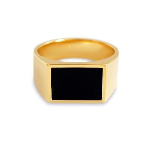10k 14k 18k Solid Gold Signet Rings for Men Black