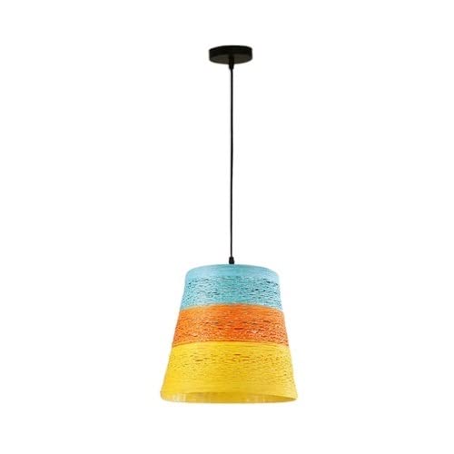 Lustre en rotin coloré suspension E27 rustique pour chambre