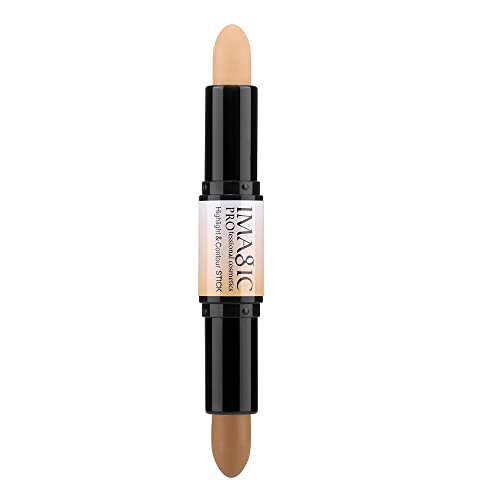 CCbeauty Face Highlighter Contour Sticks Makeup,Cream Concealer Full Coverage 3D Face Body Shaping Double Ended Contouring Highlight Stick,Medium/Tan