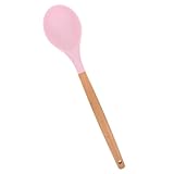 TOPPERFUN Silikon Küchenutensil mit Buchenholzgriff Hitzebeständig und Frei Antihaftbeschichtet für Zubereitung von Speisen Löffel für Pfannkuchen