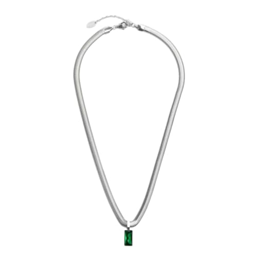 Collier Marlù 33CN0016-V en acier avec maille serpent et zircon vert