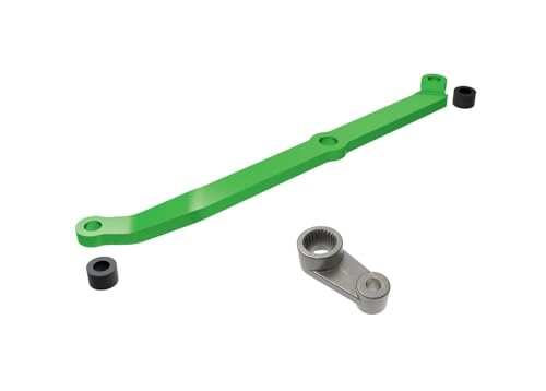 Traxxas Steering link, 6061-T6 aluminum/ servo horn, metal/ spacers (2) Green