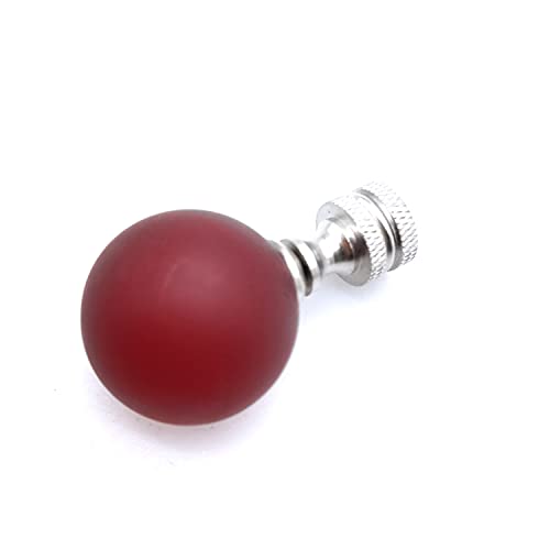 1/4"-27 Brass Pallet Lamp Finial Cap Knobs,4.8Cm Tall Frosted Crystal Glass Ball Design Lamp Finial For Decorating Knob Lamp Shade (1, Red) #TOP1