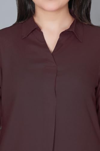 Image of Mlada Rayon Flare Top for Women | 3 /4th Sleeve Regular Fit and Flare Top | Women Office Tops Tunic | Western Long Shirt Top for Women | Shirt Collar Top for Women | Rayon Tunic Tops for Women Western
