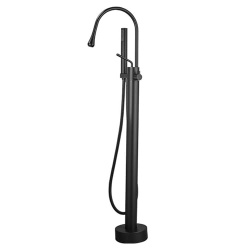 Robinet De Baignoire Sur Pied, Sortie D'Eau À 2 Fonctions Avec Douchette À Main, Mitigeur De Baignoire Sur Pied, Mitigeur De Baignoire Sur Pied, Noir,Black