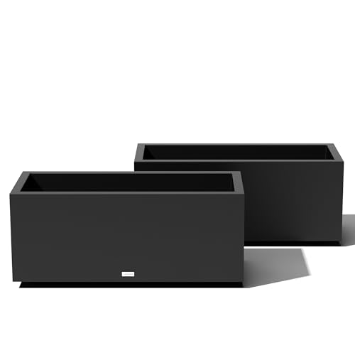 Veradek Block Series Long Box Planter - Large Rectangular Planter for Indoor or Outdoor Patio/Porch | Durable All-Weather Use with Drainage Holes | Modern Décor for Tall Plants, Flowers or Shrubs