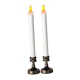 Operitacx 2 Stück LED Flammenlose Kerzen Set Elektronische Kerzenlampe für Hochzeiten Kirchen und Festliche Dekoration Realistische LED Kerzen mit Flicker Batteriebetrieben ohne Batterien