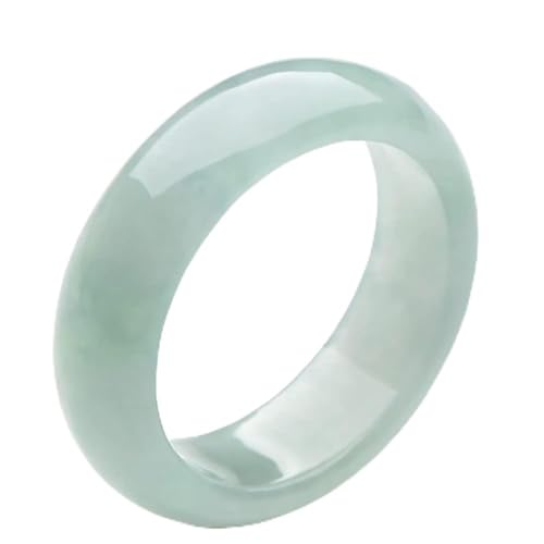 DNTENG LightGreen Jadeite Jewelry Gift Band Ring for Women & Men - Burma Jade Myanmar Engagement Ring (Size: 8)