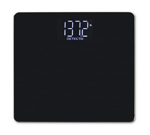 DETECTO Digital Bathroom Scale, Hidden Display When Off, Highly Accurate, Wide Platform, Easy-to-Read Display, 450 lb High Capacity, Includes Batteries