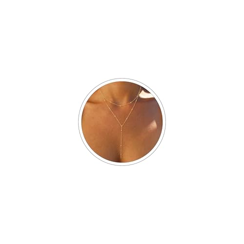 Foxgirl Dainty Long Gold Necklaces for Women, Trendy Lariat Y Necklace 14k Gold Plated Layered...