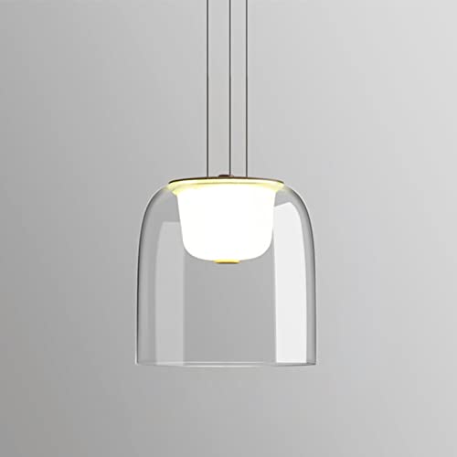 Lustre suspendu LED minimaliste en verre transparent pour éclairage de cuisine