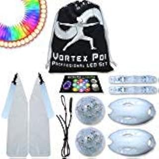 – Vortex Poi w/Helix Handles - LED Poi Set - Best Light Up Glow Poi - Flow Rave Dance - Spinning Light Toy
