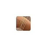 14K Gold Plated 5-Piece Bracelets Collection: Comprises Small Disc Chain, Satellite Chain, Wave Twisted Rope Chain, Flat Oval Chain, and Gold Bead Box Chain. Each dainty bracelet shines with a luxe, high-polish finish, creating a layered look that’s ...